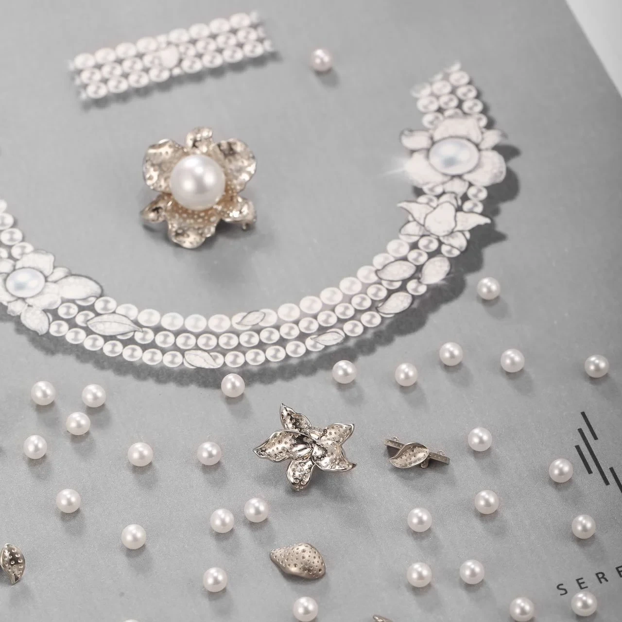 Pearl necklaces and earrings