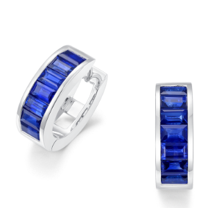 Boucles d'Oreilles Baguette Saphir