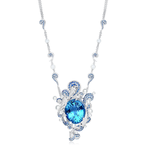 Collier/Broche Dauphin Aigue-marine