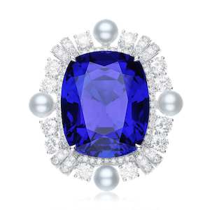 Collier/Broche Tanzanite Perles