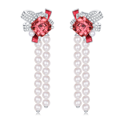 Pink Tourmaline＆Pearl Earrings