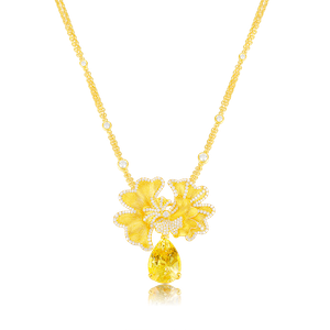 Collier/Broche Saphir Jaune