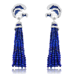 Boucles d’Oreilles Perles des Mers Avec Lapis