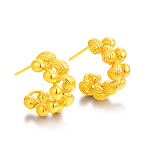 Boucles d’oreilles Vague en Or Pur 5D