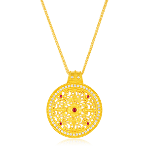 Pure Gold Eight Treasures Compass Necklace