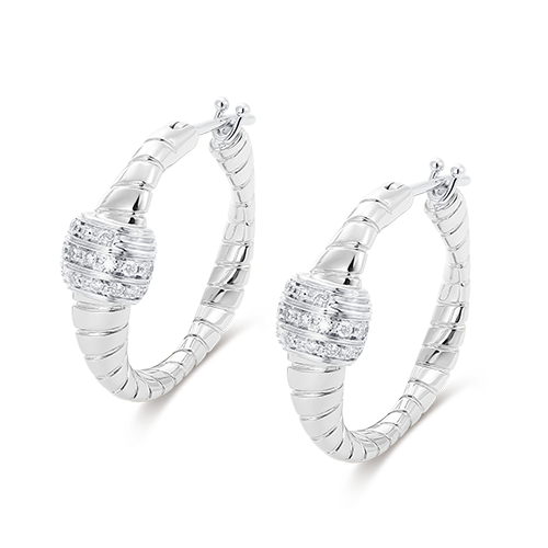 Torsade Tubogas Boucles d’Oreilles en Or Blanc