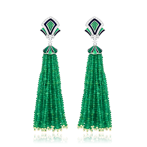 Emerald Tassel Earrings