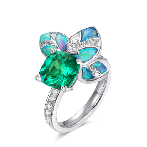 Bague Émeraude et Opale